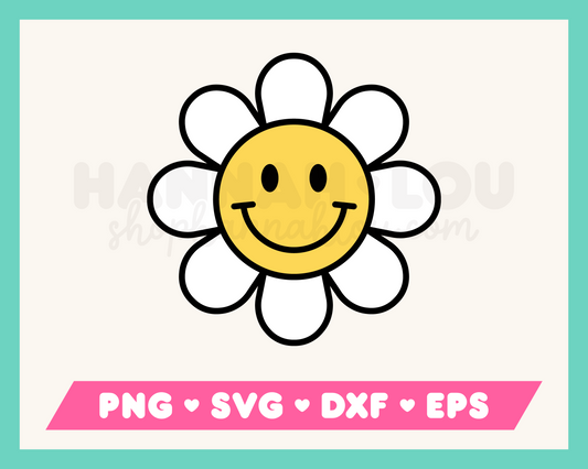 My Retro Daisy SVG is part of my Hippie SVG Files for Cricut collection, and features a retro daisy flower with a happy face.