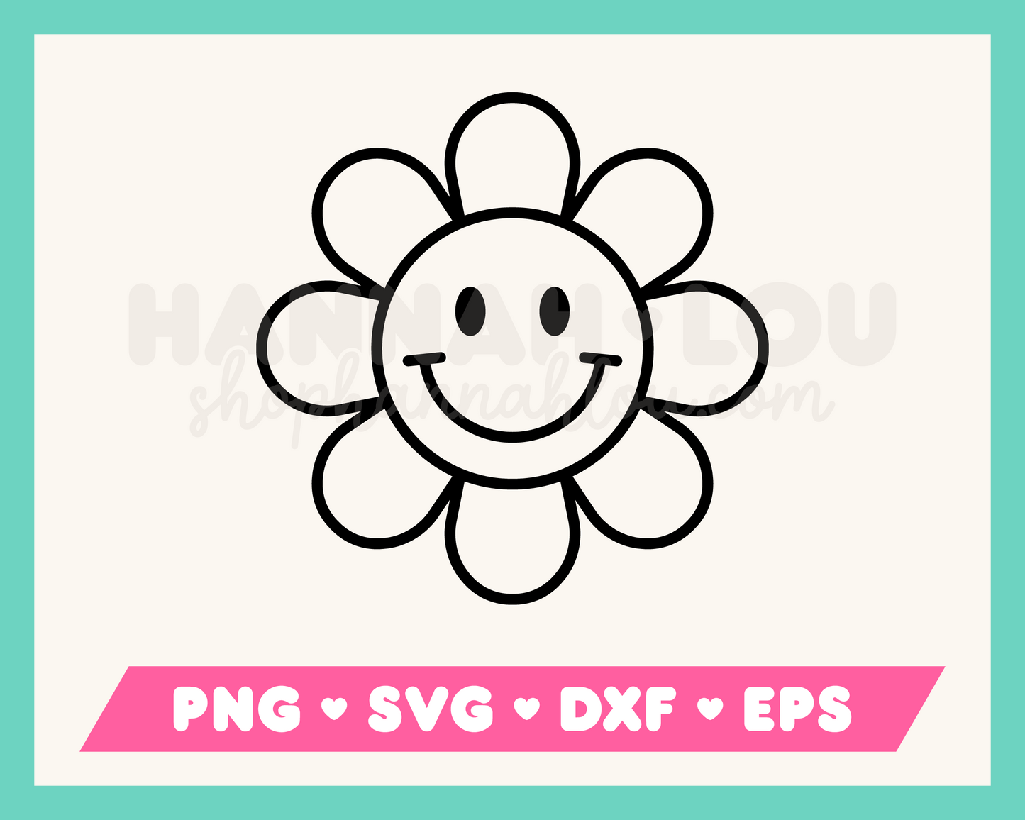 My Retro Daisy SVG is part of my Hippie SVG Files for Cricut collection, and features an outline of a retro daisy flower with a happy face.