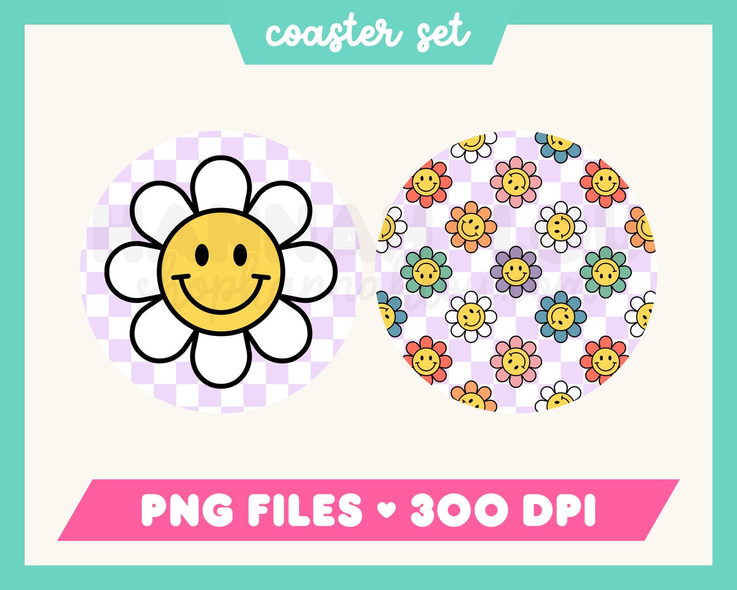 Retro Flower Coasters PNG