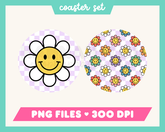 Retro Flower Coasters PNG