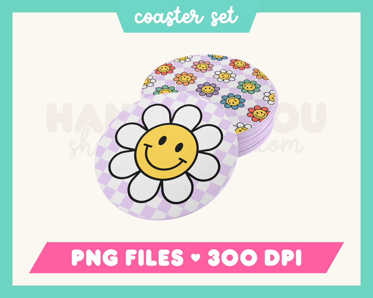 Retro Flower Coasters PNG