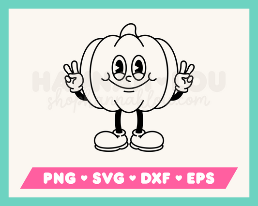 Retro Pumpkin Mascot SVG Outline