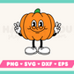 My cartoon mascot-style Retro Pumpkin SVG is part of my Fall SVG Files for Cricut collection, and features a rubberhose pumpkin mascot giving the peace sign.