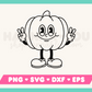 My cartoon mascot-style Retro Pumpkin SVG is part of my Fall SVG Files for Cricut collection, and features an outline of a rubberhose pumpkin mascot giving the peace sign.