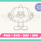 My cartoon mascot-style Retro Pumpkin SVG is part of my Fall SVG Files for Cricut collection, and features a single-line drawing of a rubberhose pumpkin mascot giving the peace sign.