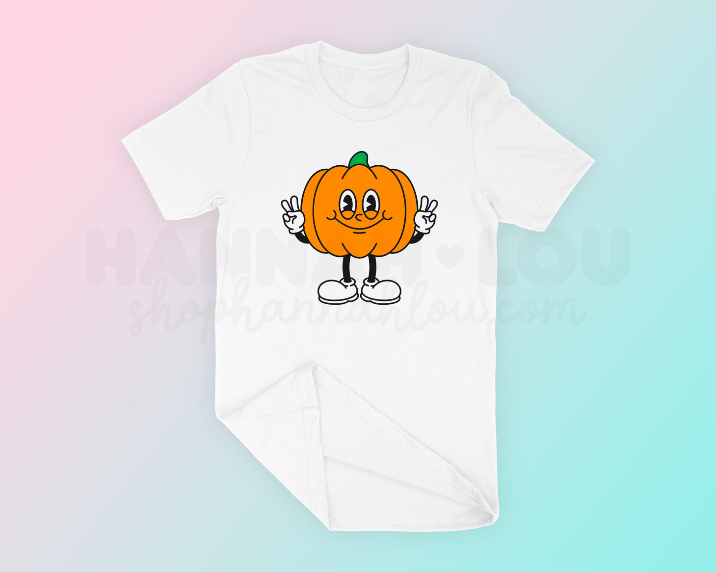 My cartoon mascot-style Retro Pumpkin SVG is part of my Fall SVG Files for Cricut collection, and features a rubberhose pumpkin mascot giving the peace sign.