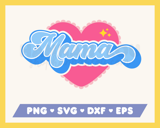 Retro Mama Heart SVG