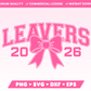 Varsity School Leavers SVG with Coquette Bow · Graduation SVG Files for Cricut · Graduation Sublimation Designs