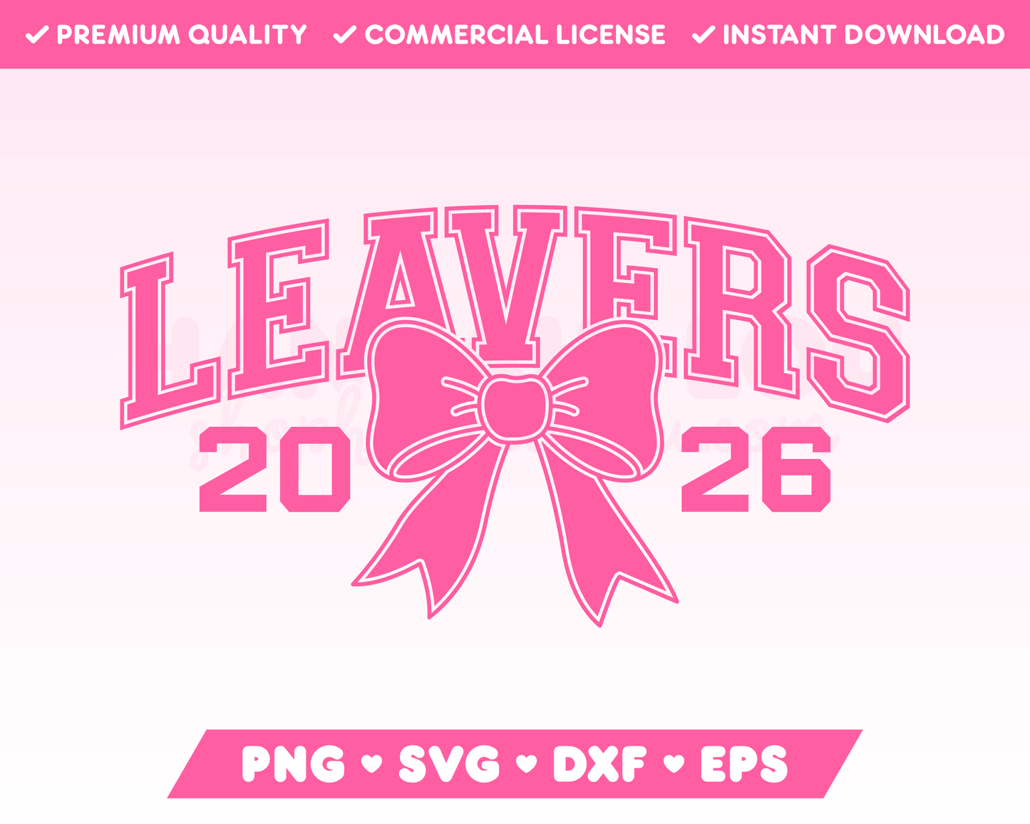 Varsity School Leavers SVG with Coquette Bow · Graduation SVG Files for Cricut · Graduation Sublimation Designs