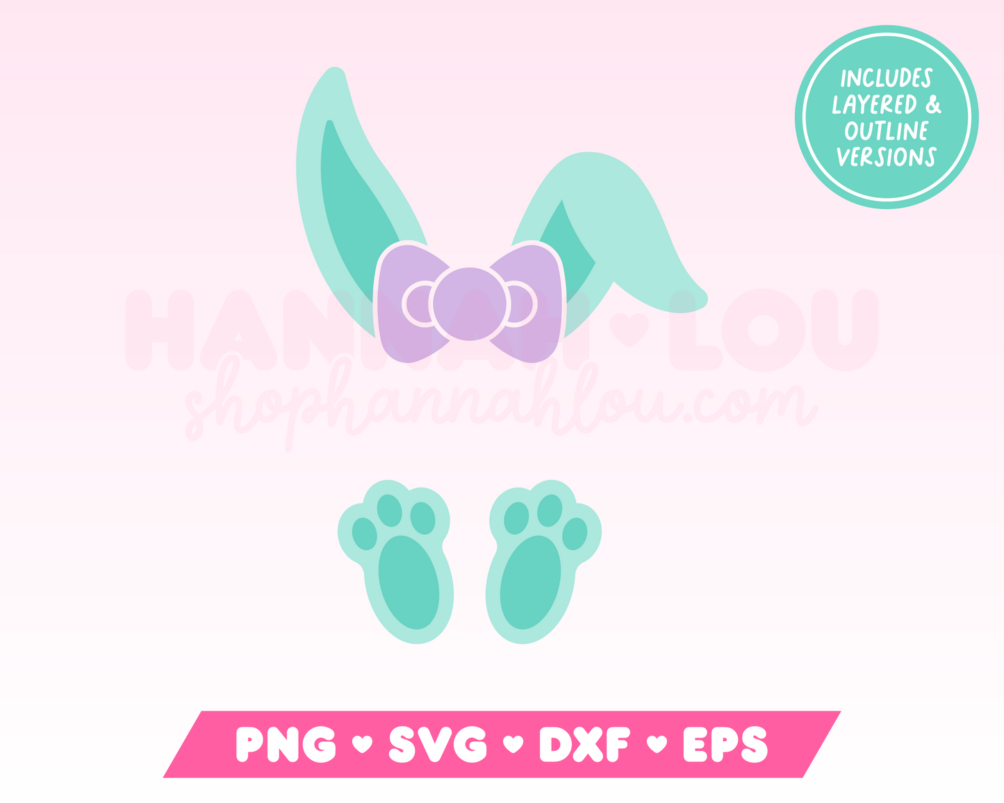 Split Monogram Bow Easter Bunny SVG • Easter SVG Files for Cricut