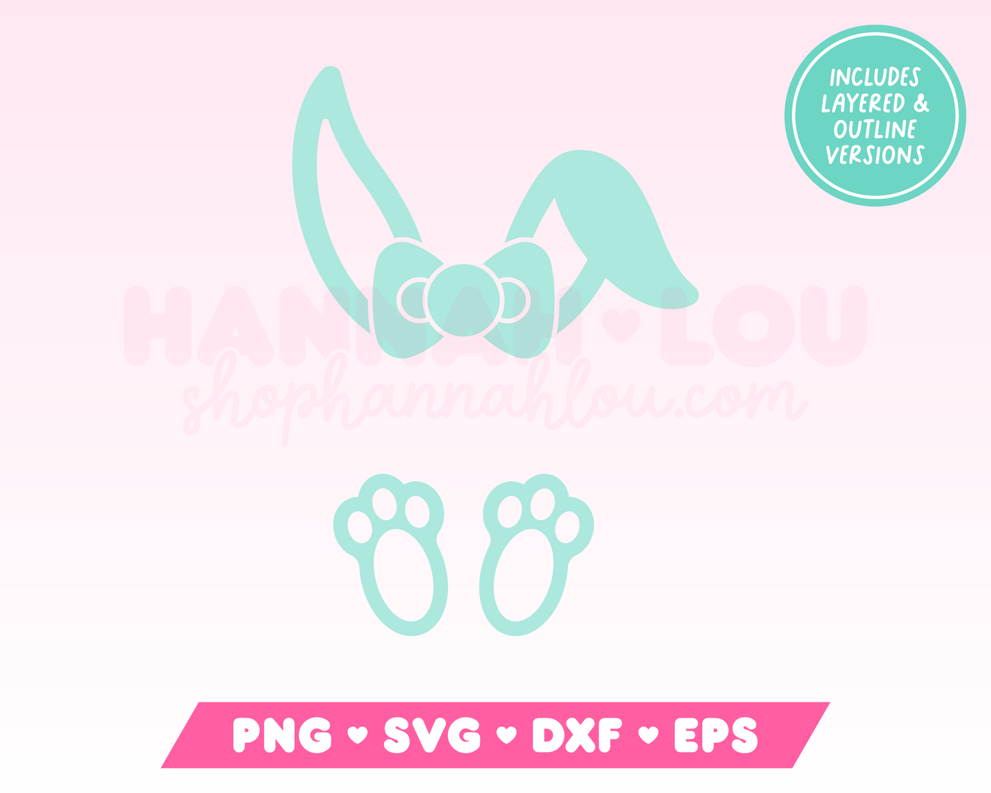 Split Monogram Bow Easter Bunny SVG • Easter SVG Files for Cricut