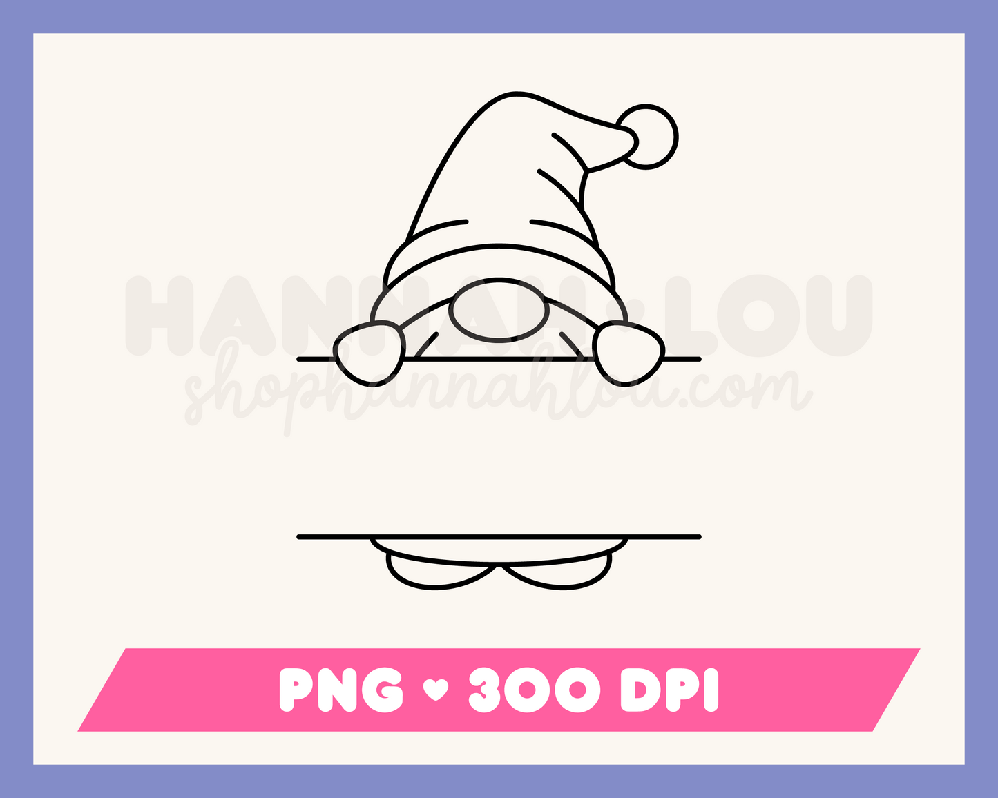 My cute Split Monogram Christmas Gnome PNG is part of my Christmas Sublimation Designs collection, and features an outline of a squat little gnome dressed as Santa with an area for you to personalize the design with a name.