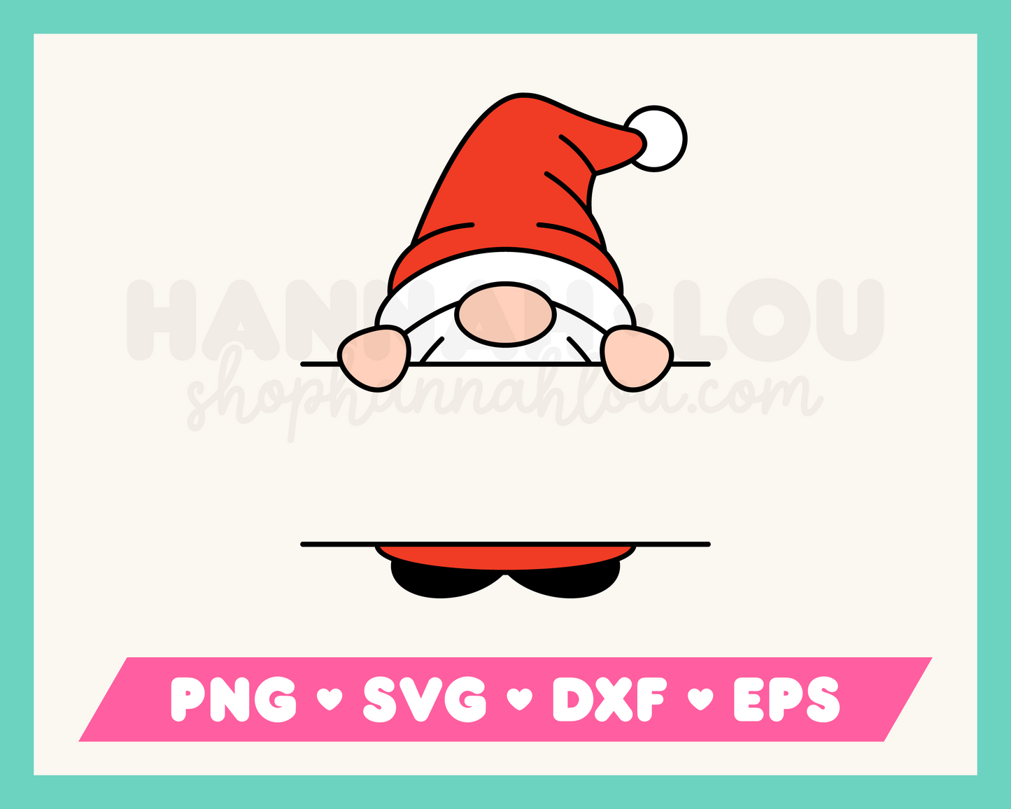 My cute Split Monogram Christmas Gnome SVG is part of my Christmas SVG files for Cricut collection, and features a squat little gnome dressed as Santa with an area that can be personalized with a name.