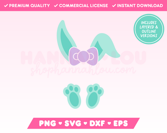 Split Monogram Bow Easter Bunny SVG • Easter SVG Files for Cricut