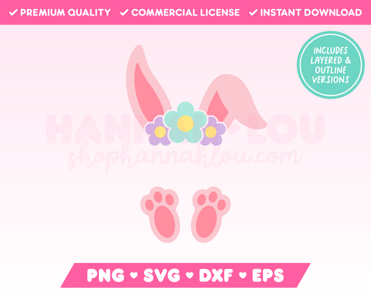 Split Monogram Flower Crown Easter Bunny SVG • Easter SVG Files for Cricut