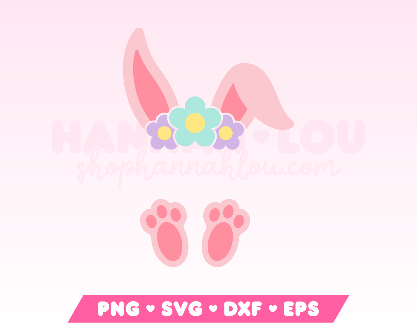 Split Monogram Flower Crown Easter Bunny SVG • Easter SVG Files for Cricut