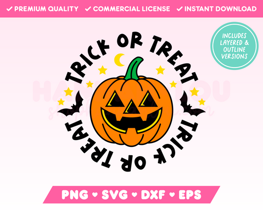 Trick or Treat Jack-o-Lantern SVG · Halloween SVG Files for Cricut · Halloween Sublimation Designs