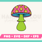 My psychedelic Trippy Mushroom SVG is part of my Hippie SVG files for Cricut collection, and features a retro trippy mushroom covered in happy faces.