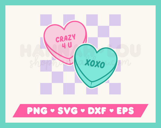 Checkered Valentine's Day Candy Hearts SVG