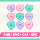 My Valentine's Day Candy Hearts SVG is part of my Valentine's Day SVG Files for Cricut collection, and features nine conversation hearts with phrases like Call Me and Crazy 4 U on them.