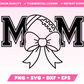 My trendy Varsity American Football Mom SVG is part of my American Football SVG Files for Cricut collection, and features the word Mom in a varsity-style font with an American football in place of the letter O, and an oversized coquette bow.