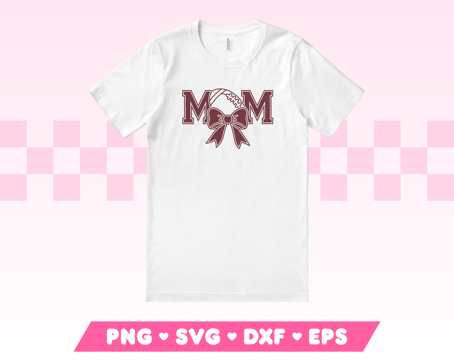 Varsity American Football Mom with Coquette Bow SVG • American Football SVG Files for Cricut • American Football Sublimation Designs