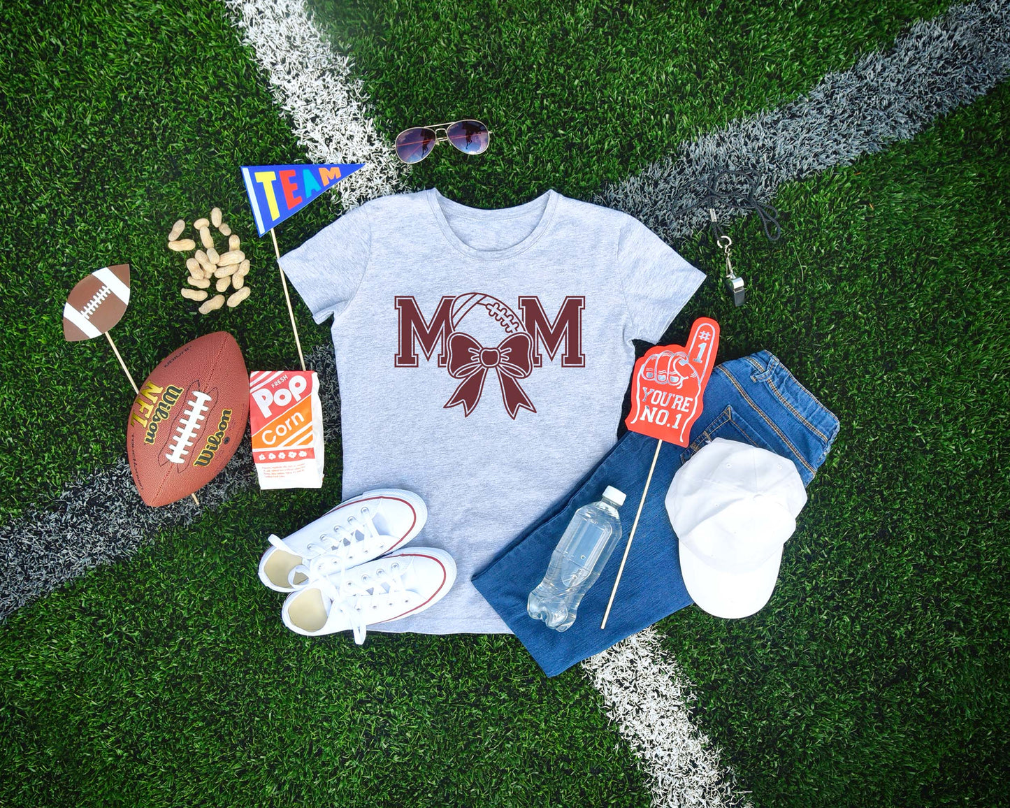 Varsity American Football Mom with Coquette Bow SVG • American Football SVG Files for Cricut • American Football Sublimation Designs