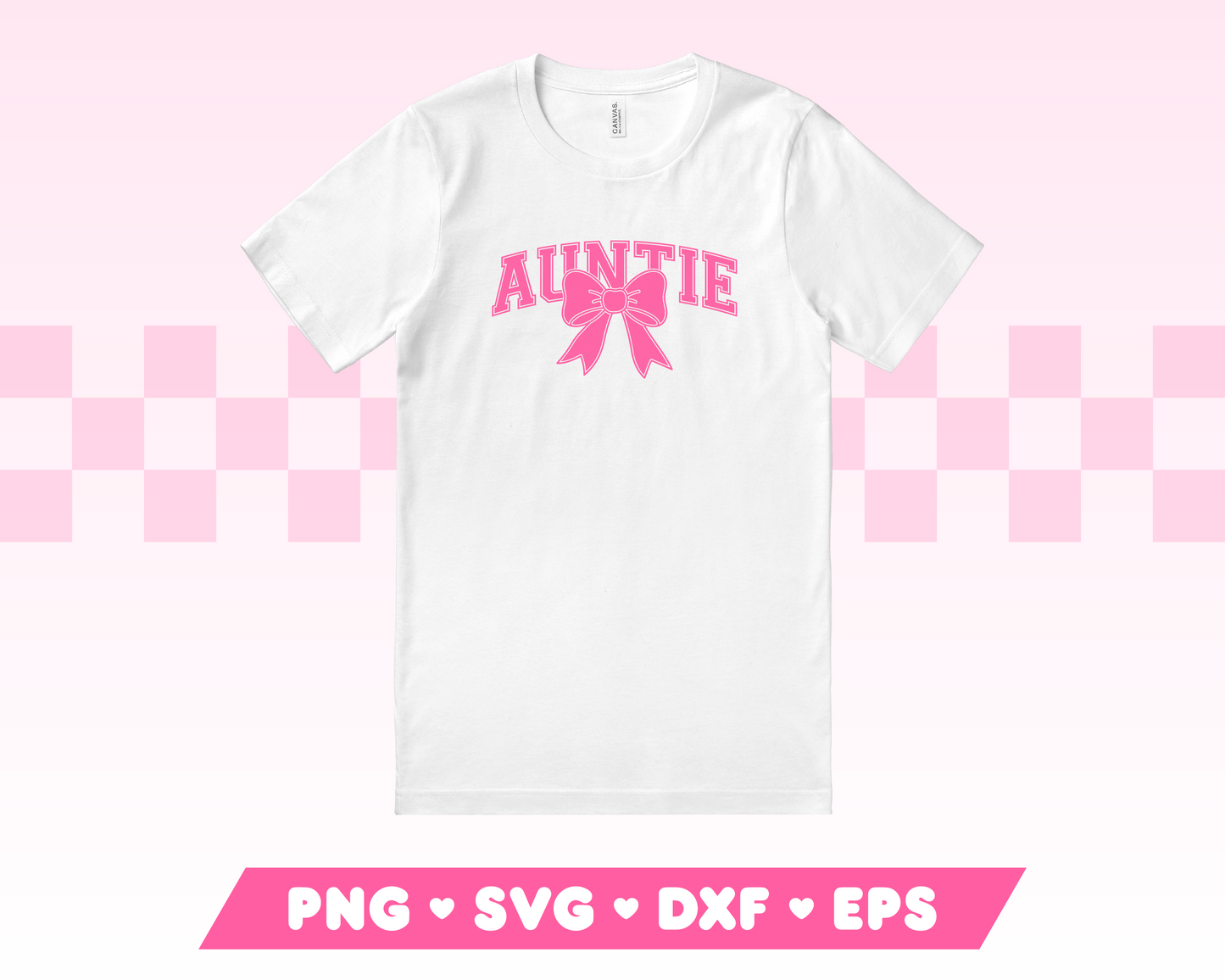 Varsity Auntie with Coquette Bow SVG • Aunt SVG Files for Cricut • Aunt Sublimation Designs
