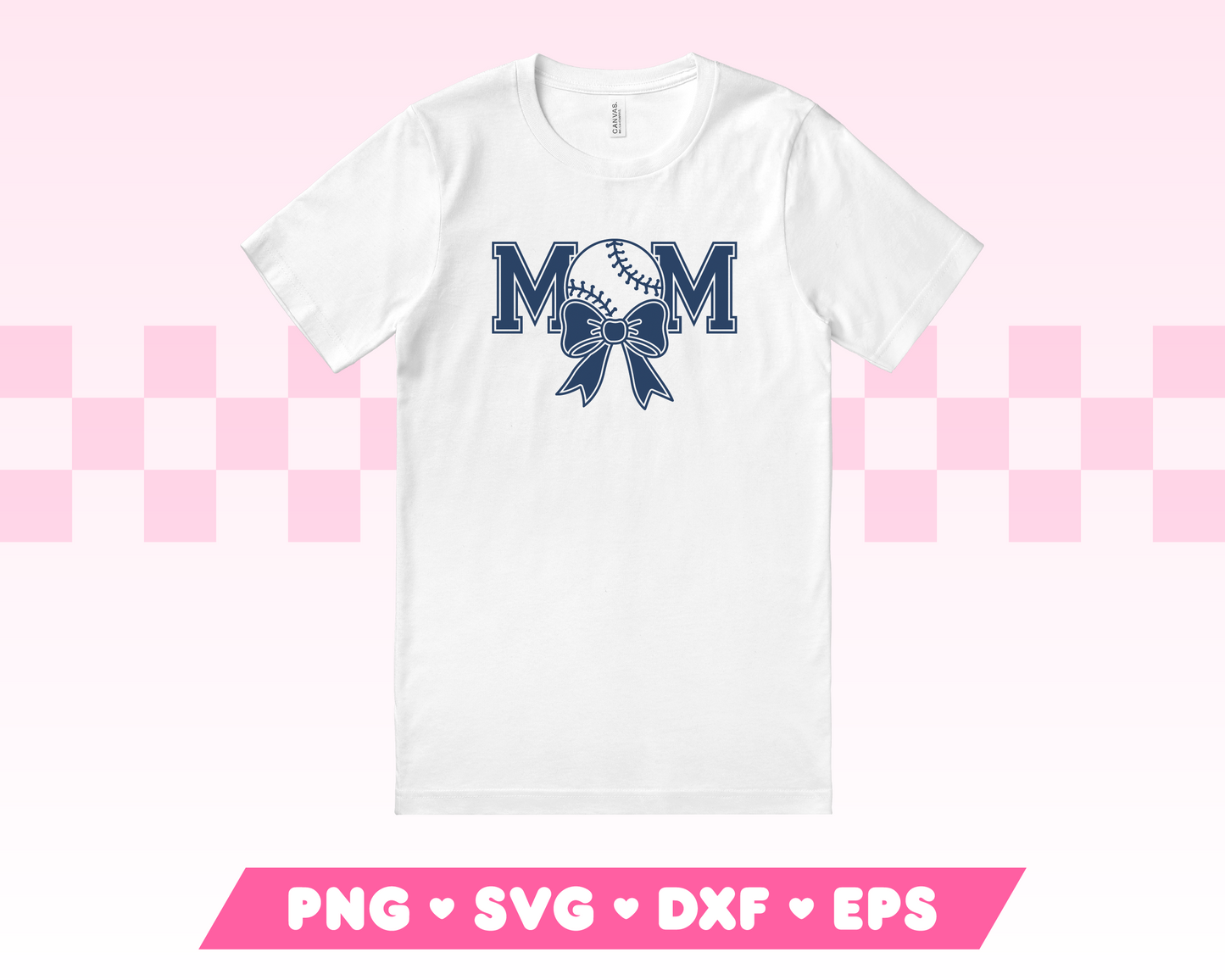 Varsity Baseball Mom with Coquette Bow SVG • Baseball SVG Files for Cricut • Baseball Sublimation Designs