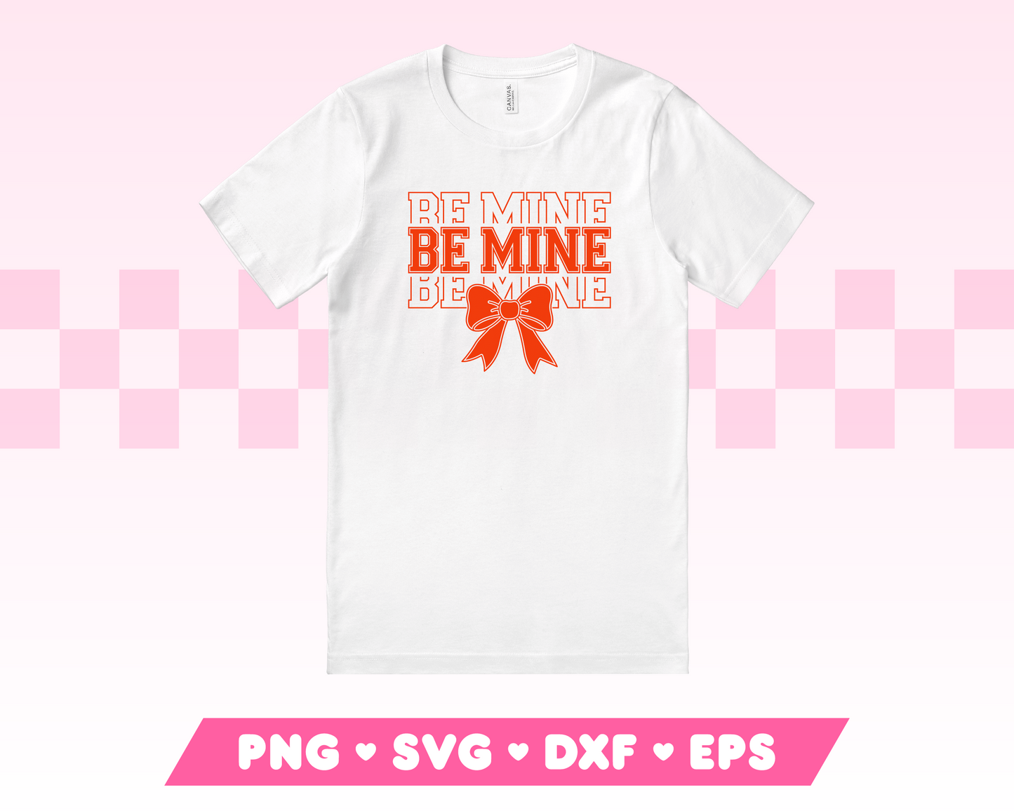 Varsity Be Mine SVG with Coquette Bow · Valentine's Day SVG Files for Cricut · Valentine's Day Sublimation Designs