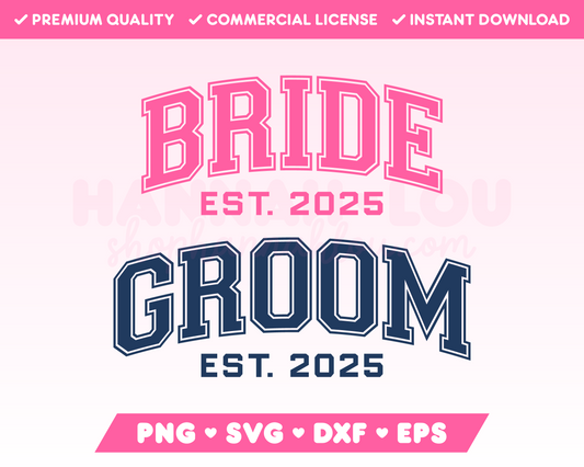 Varsity Bride and Groom SVG Bundle • Wedding SVG Files for Cricut · Wedding Sublimation Designs