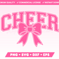 My trendy Varsity Cheer with Coquette Bow SVG is part of my Cheerleading SVG Files for Cricut collection, and features the word Cheer in a varsity-style font with a coquette bow.
