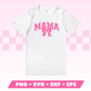 My trendy Varsity Mama with Coquette Bow SVG is part of my Mom SVG Files for Cricut collection, and features a shirt with the word Mama in a varsity-style font with a coquette bow on it.