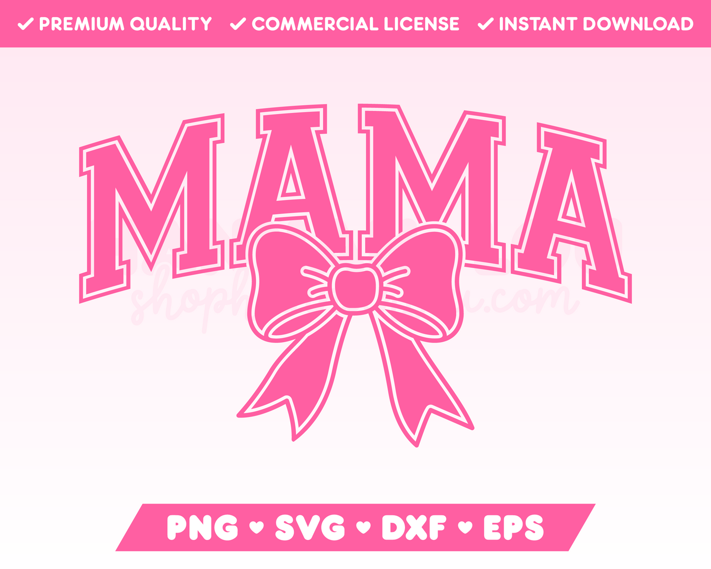 Varsity Mama with Coquette Bow SVG • Mom SVG Files for Cricut • Mom Sublimation Designs