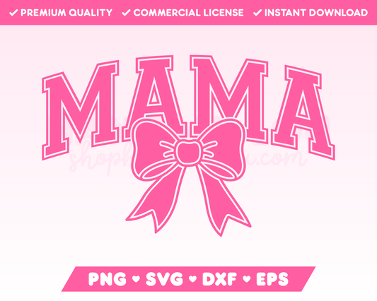 Varsity Mama with Coquette Bow SVG • Mom SVG Files for Cricut • Mom Sublimation Designs