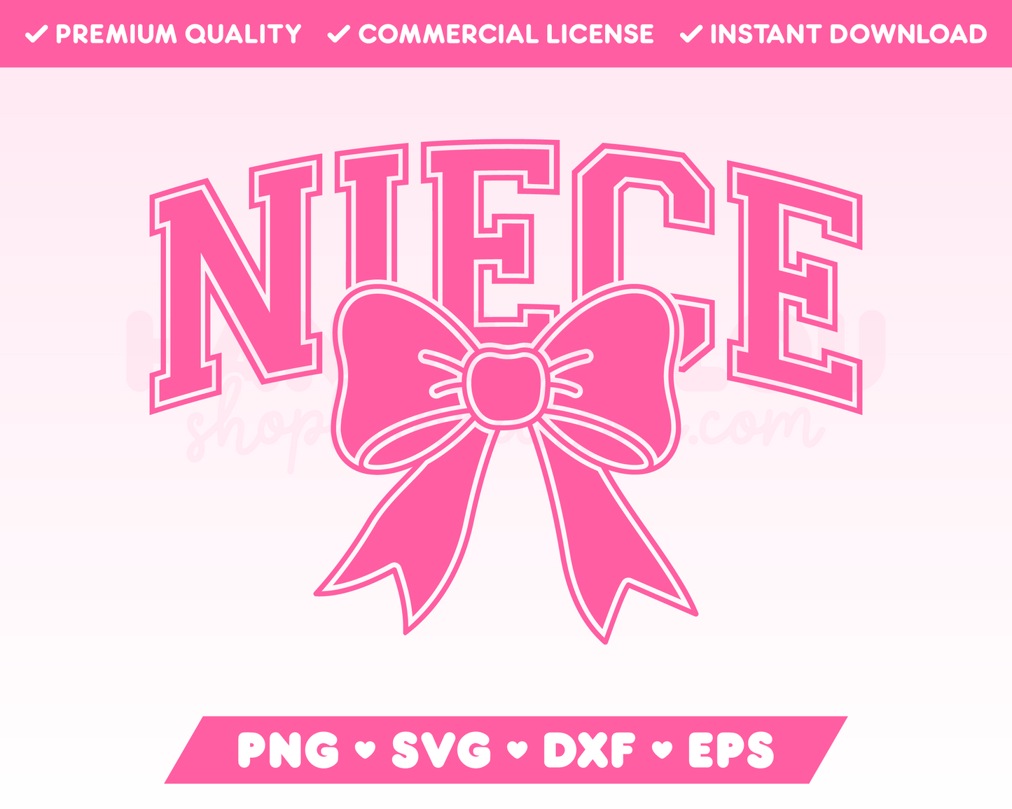 Varsity Niece with Coquette Bow SVG • Niece SVG Files for Cricut • Niece Sublimation Designs