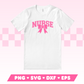 Varsity Nurse with Coquette Bow SVG • Nurse SVG Files for Cricut · Nurse Sublimation Designs
