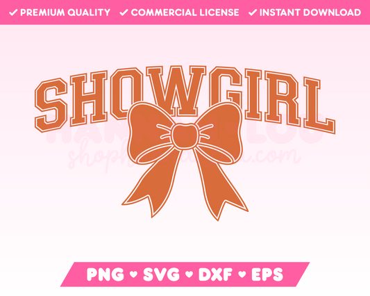 Varsity Showgirl with Coquette Bow SVG · Music SVG Files for Cricut · Music Sublimation Designs