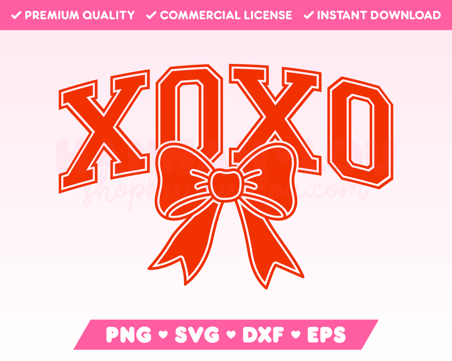 My trendy Varsity XOXO SVG is part of my Valentine's Day SVG Files for Cricut collection, and features the word XOXO in a varsity-style font that's adorned with a coquette bow.