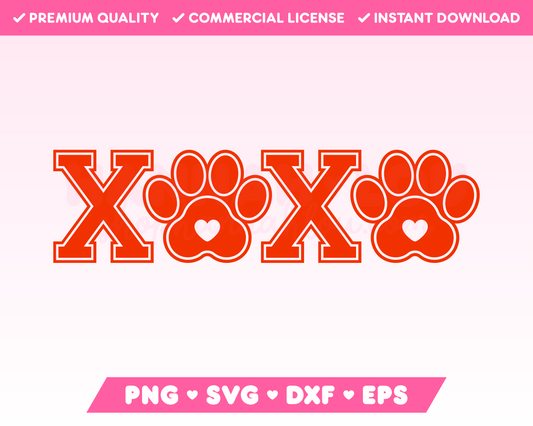 Varsity XOXO SVG with Dog Paw · Valentine's Day SVG Files for Cricut · Valentine's Day Sublimation Designs