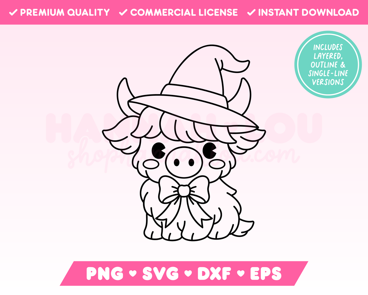 Witch Highland Cow SVG · Halloween SVG Files for Cricut · Halloween Sublimation Designs
