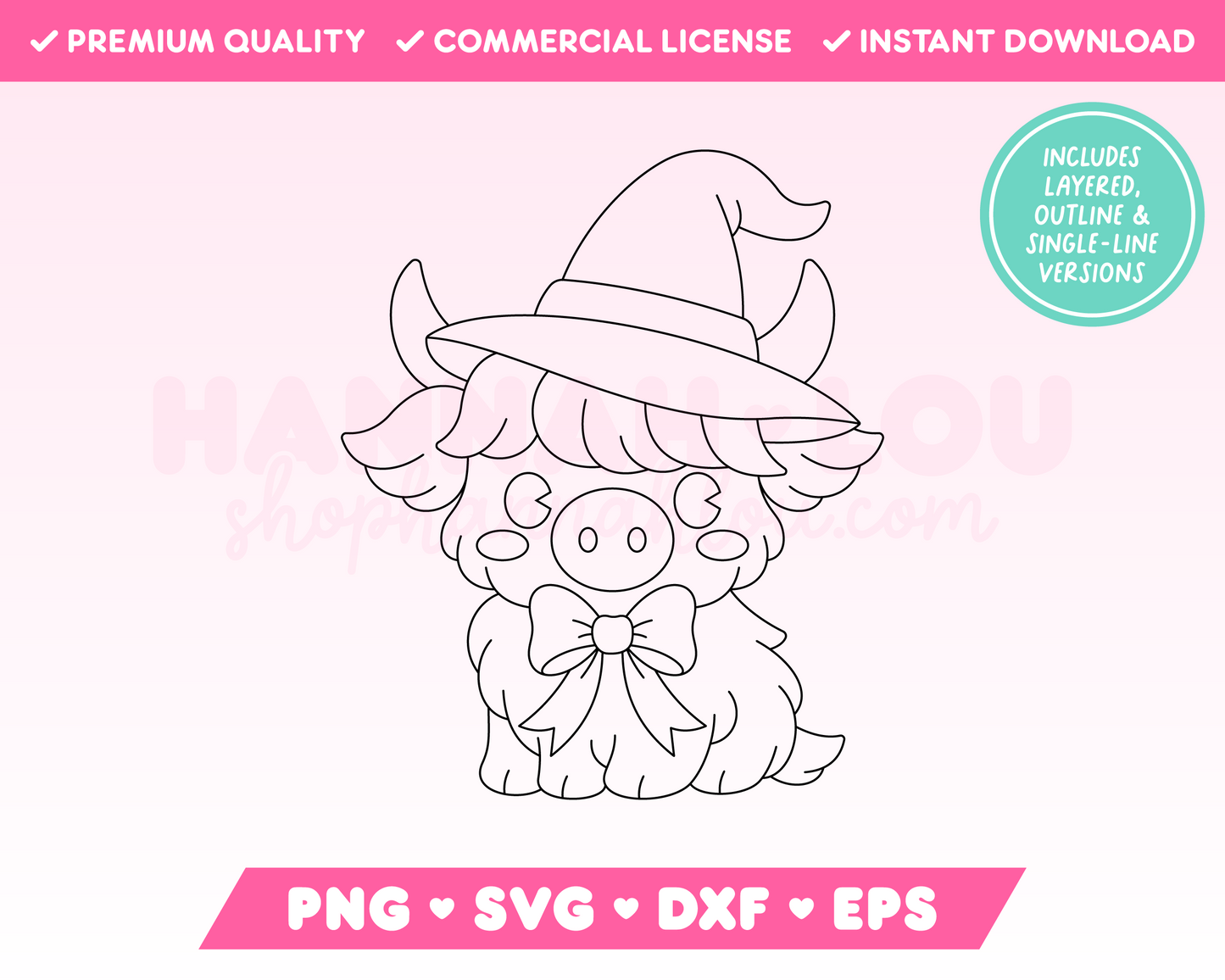 Witch Highland Cow SVG · Halloween SVG Files for Cricut · Halloween Sublimation Designs
